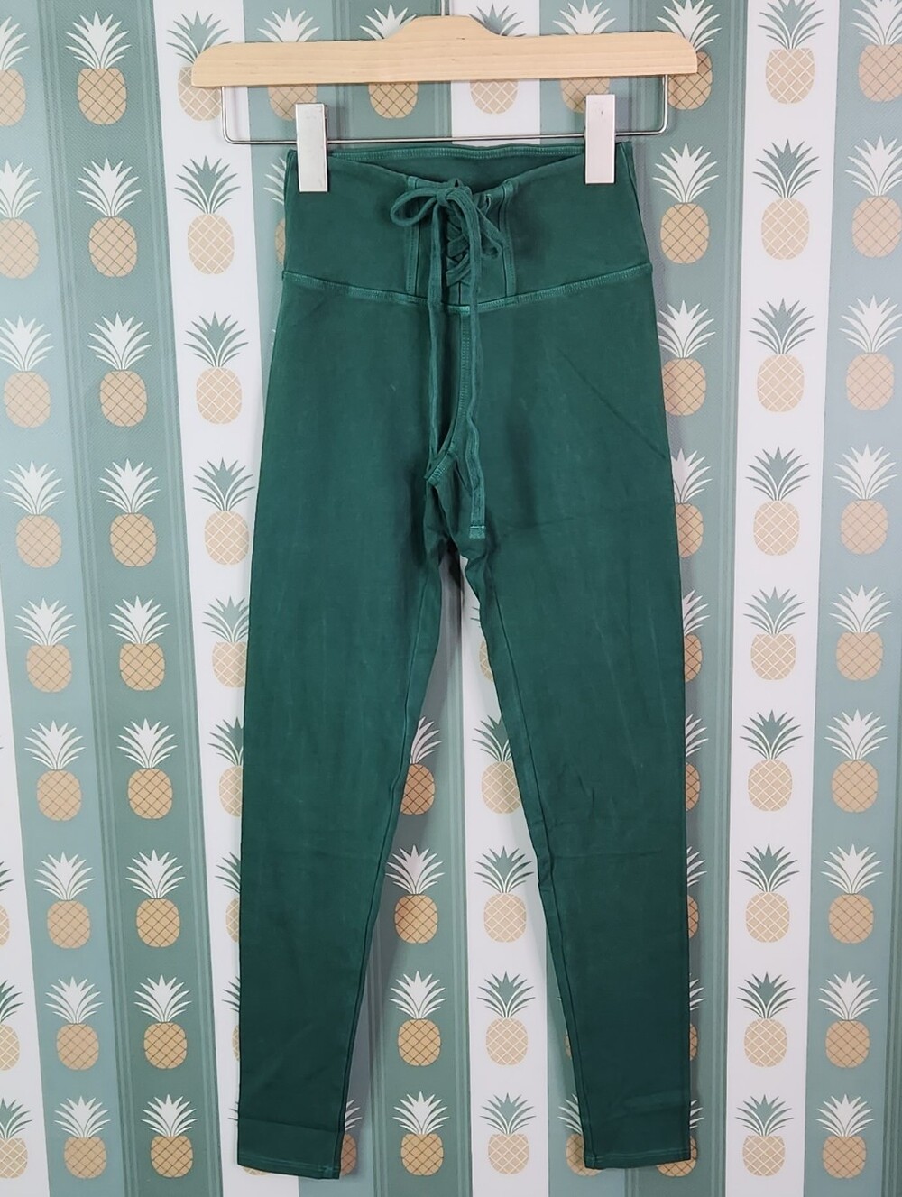LAmade Lace Up Forest Green Organic Cotton Leggings